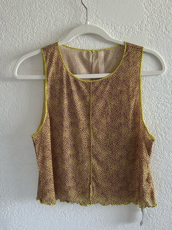Victoria's Secret Tops - Victoria's Secret Swim Limelight Dot Light Green with Brown Polkadot Mesh Tank
